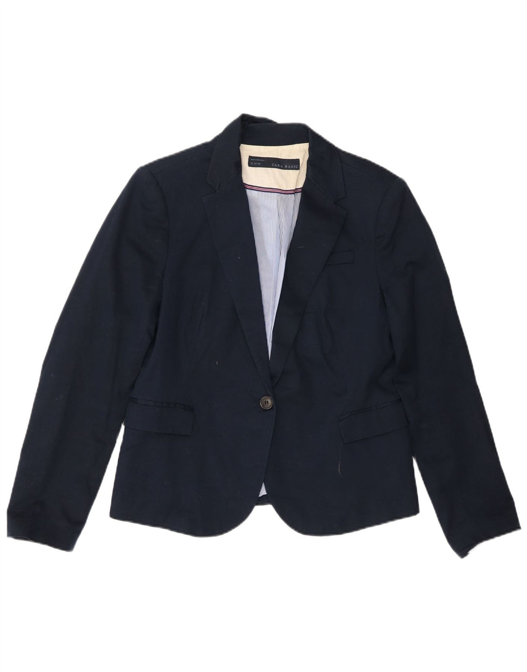 Zara Veste Blazer 1 Bouton Femme UK 18 XL Bleu Marine Coton