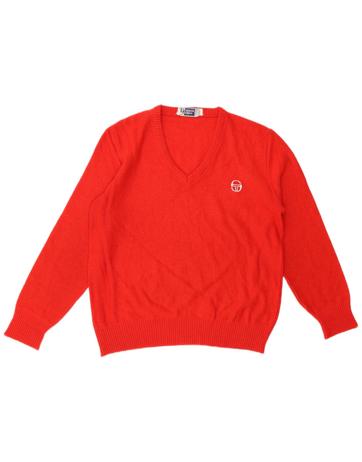 SERGIO TACCHINI Pull col V pour femme UK 14 Large Rouge
