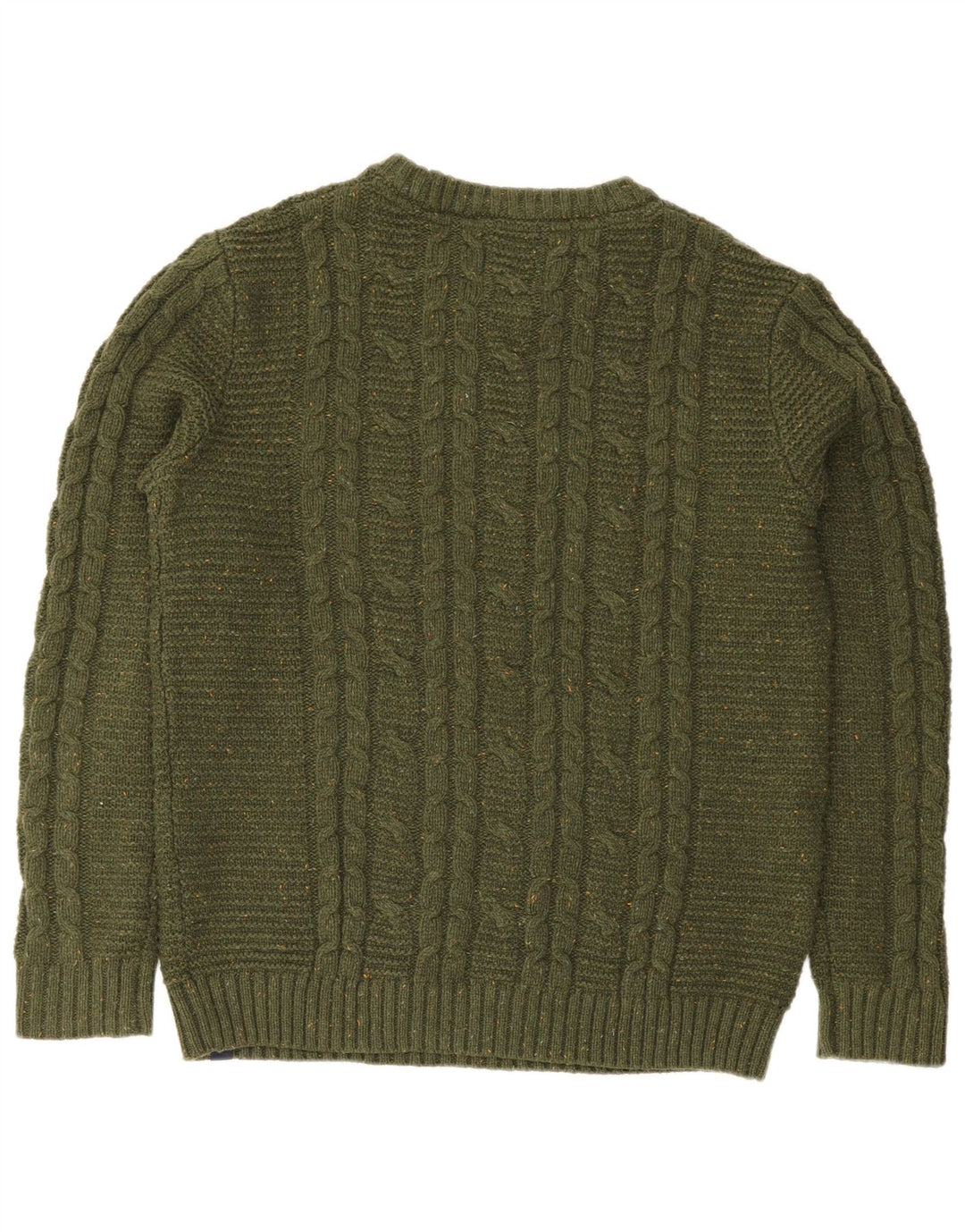 Fat Face Pull à col rond pour homme en laine mouchetée verte