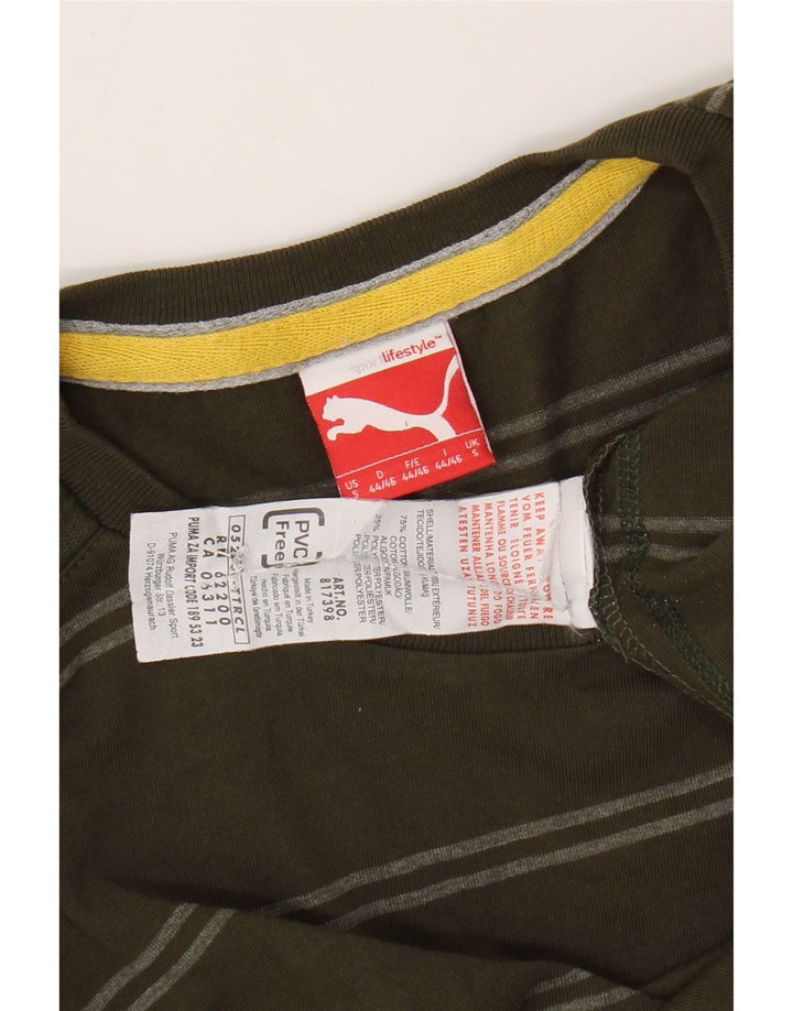 PUMA Haut à manches longues pour homme en coton rayé kaki