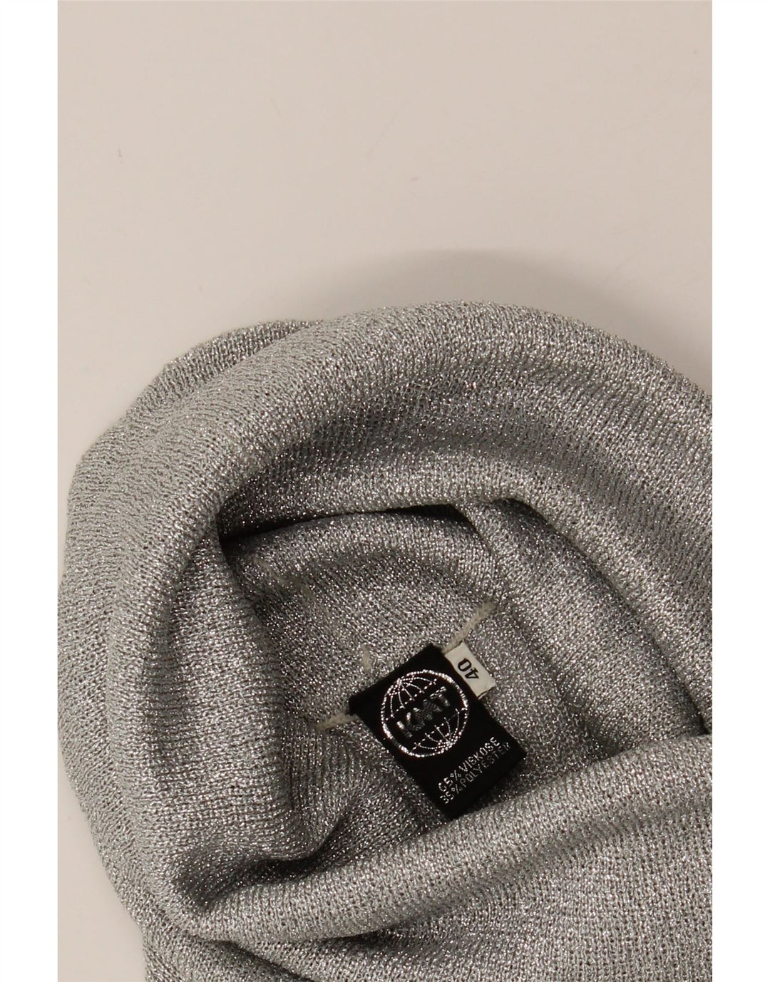 VINTAGE Womens Roll Neck Jumper Sweater IT 40 Small Silver Viscose Vintage Vintage and Second-Hand Vintage from Messina Hembry 