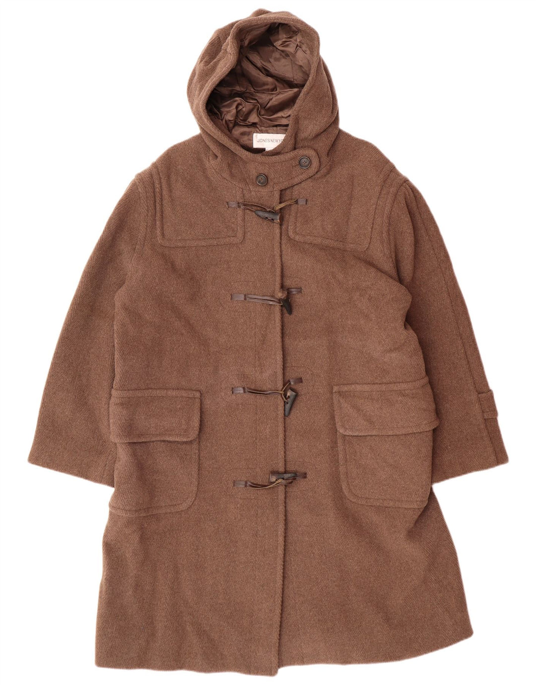 Jones New York Duffle Coat à capuche pour femme UK 44 en laine marron moyen classique