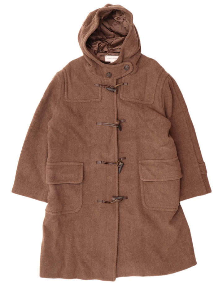 Jones New York Duffle Coat à capuche pour femme UK 44 en laine marron moyen classique