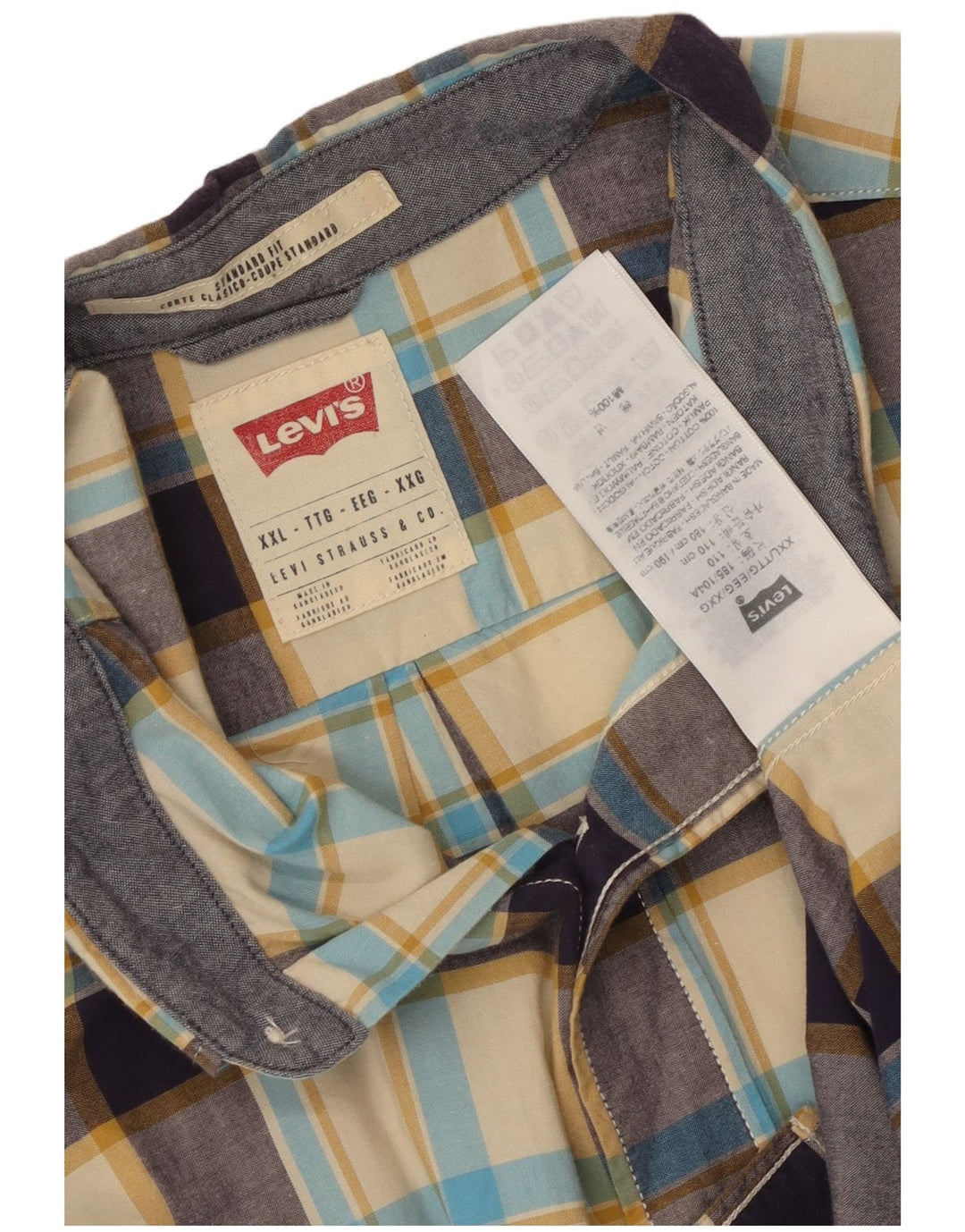 Levi's Chemise Coupe Standard Coupe Standard 2XL Homme Beige Plaid Coton