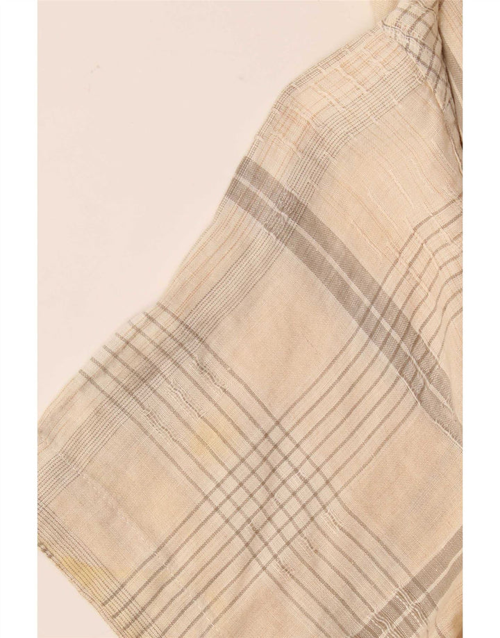 Malagrida Chemise pull à manches courtes pour homme XL en coton à carreaux beige