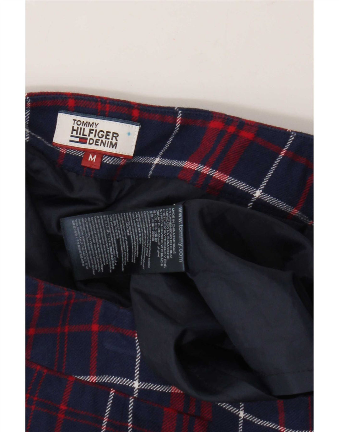 Tommy Hilfiger Mini jupe femme Medium W28 bleu marine en coton à carreaux
