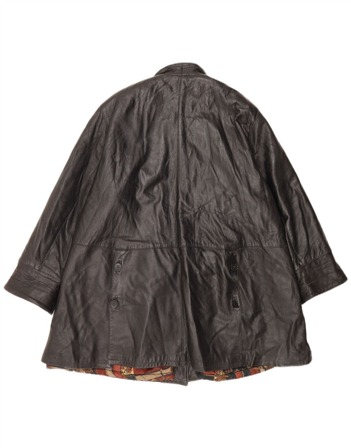 VINTAGE Manteau en cuir surdimensionné pour femme IT 44 Cuir noir moyen
