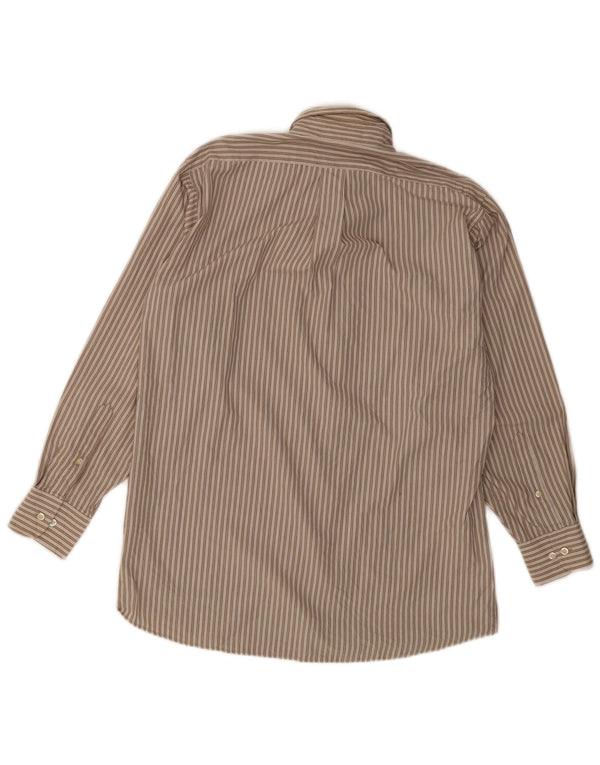 Chaps Chemise Homme Taille 15 15 1/2 Coton à fines rayures marron moyen
