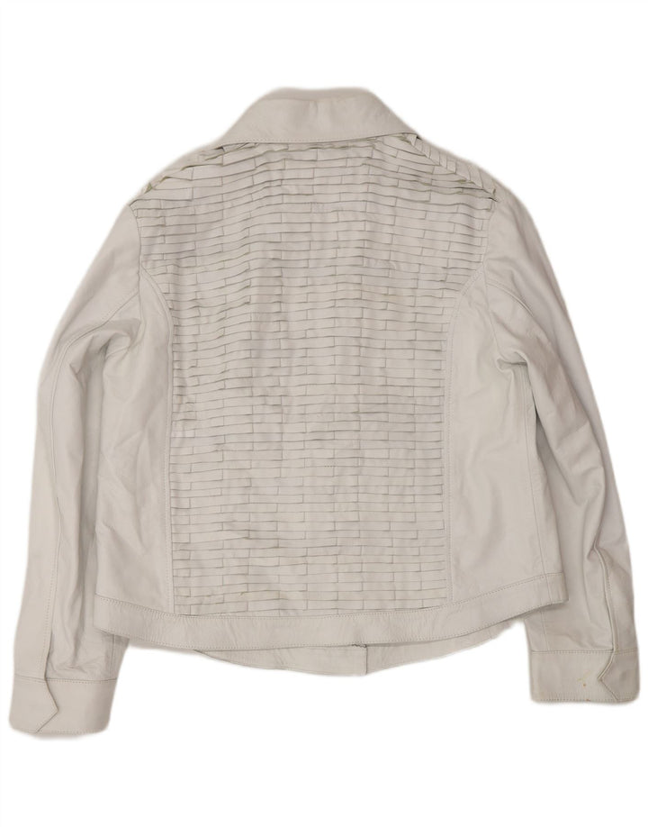 veste en cuir Bomber femme vintage UK 16 Grand cuir gris