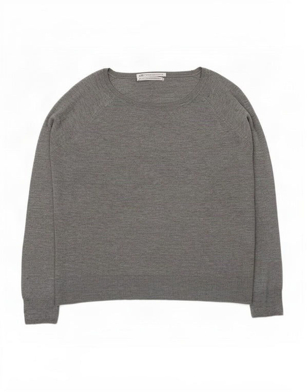 Zara Pull ras du cou pour femme UK 18 XL Gris Viscose