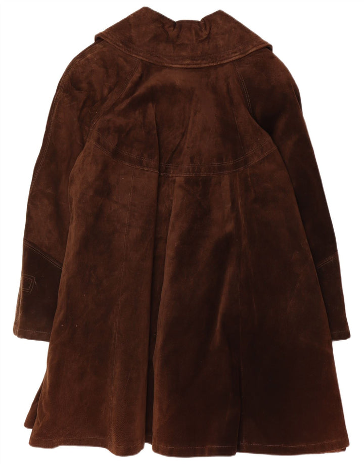 Pardessus en daim vintage pour femme IT 46 Grand cuir marron rétro