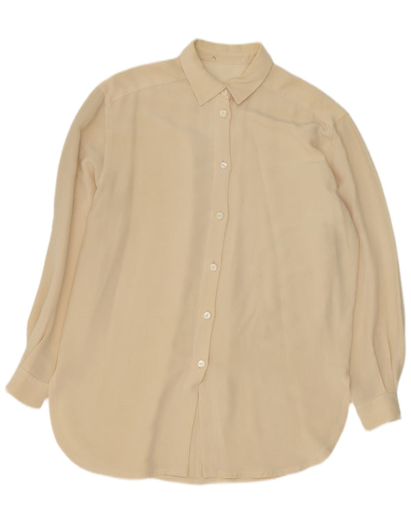 vintage Womens Longline Relaxed Fit Shirt Blouse UK 14 Grand Jaune