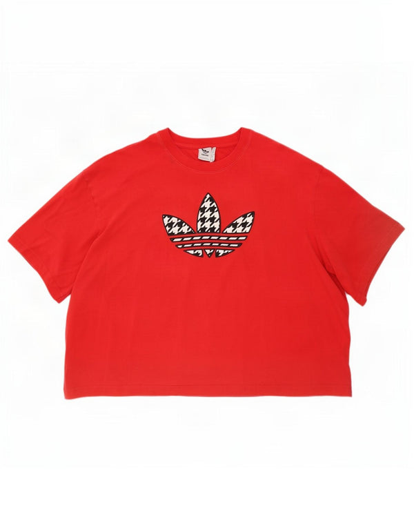 Adidas T-shirt court surdimensionné pour femme UK 28/30 3XL Rouge Coton