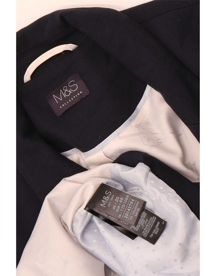 Marks & Spencer Veste blazer 1 bouton pour femme UK 20 2XL Bleu marine Polyester