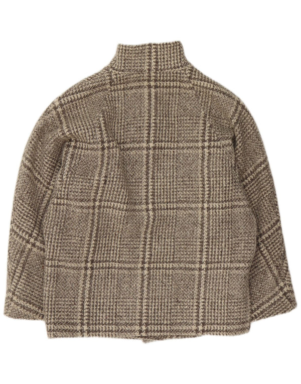 vintage Womens Overcoat Overcoat UK 16 Grand Chèque Gris