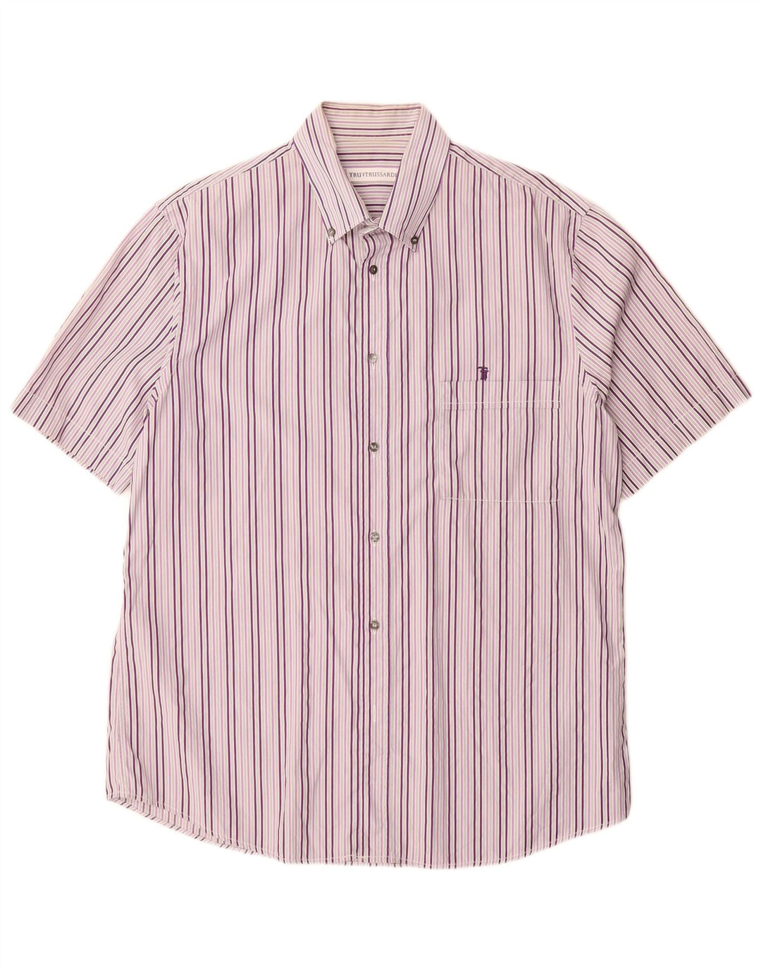 Trussardi Chemise à manches courtes homme taille 42 grand violet rayé