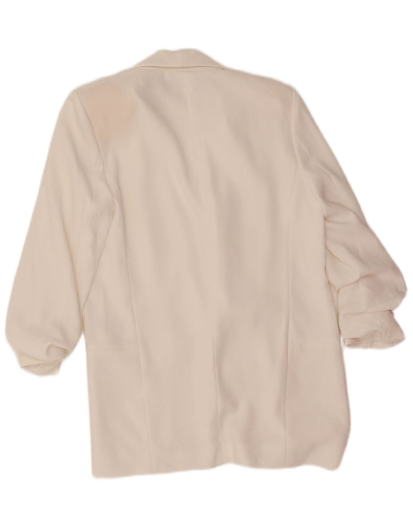 Zara Veste blazer à manches 3/4 pour femme UK 10 Small Blanc Polyester