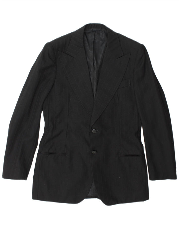 vintage Mens 2 Bouton Blazer Veste UK 36 Petit Noir Rayé