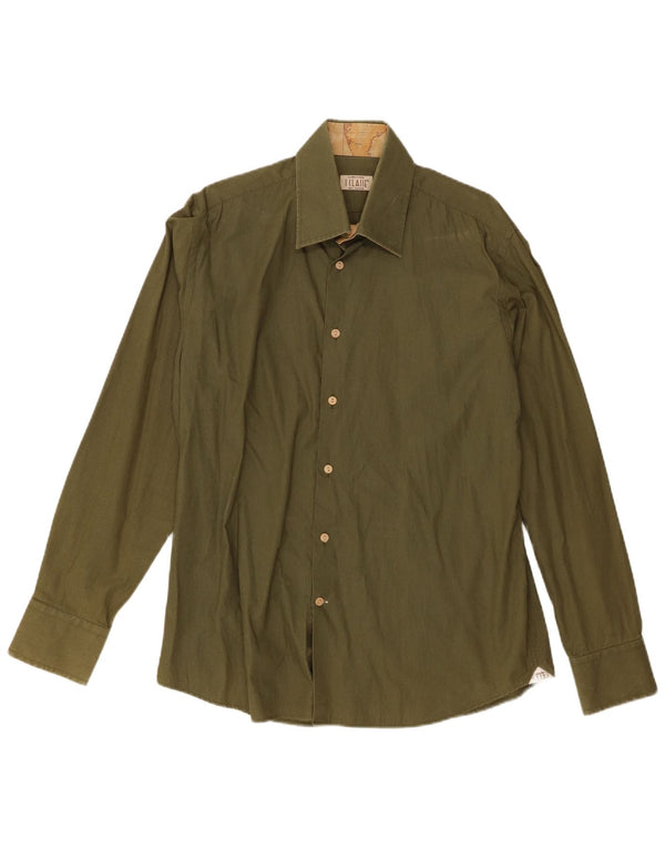 ALVIERO MARTINI Chemise Homme Taille 41 16 1/2 Grand Coton Vert