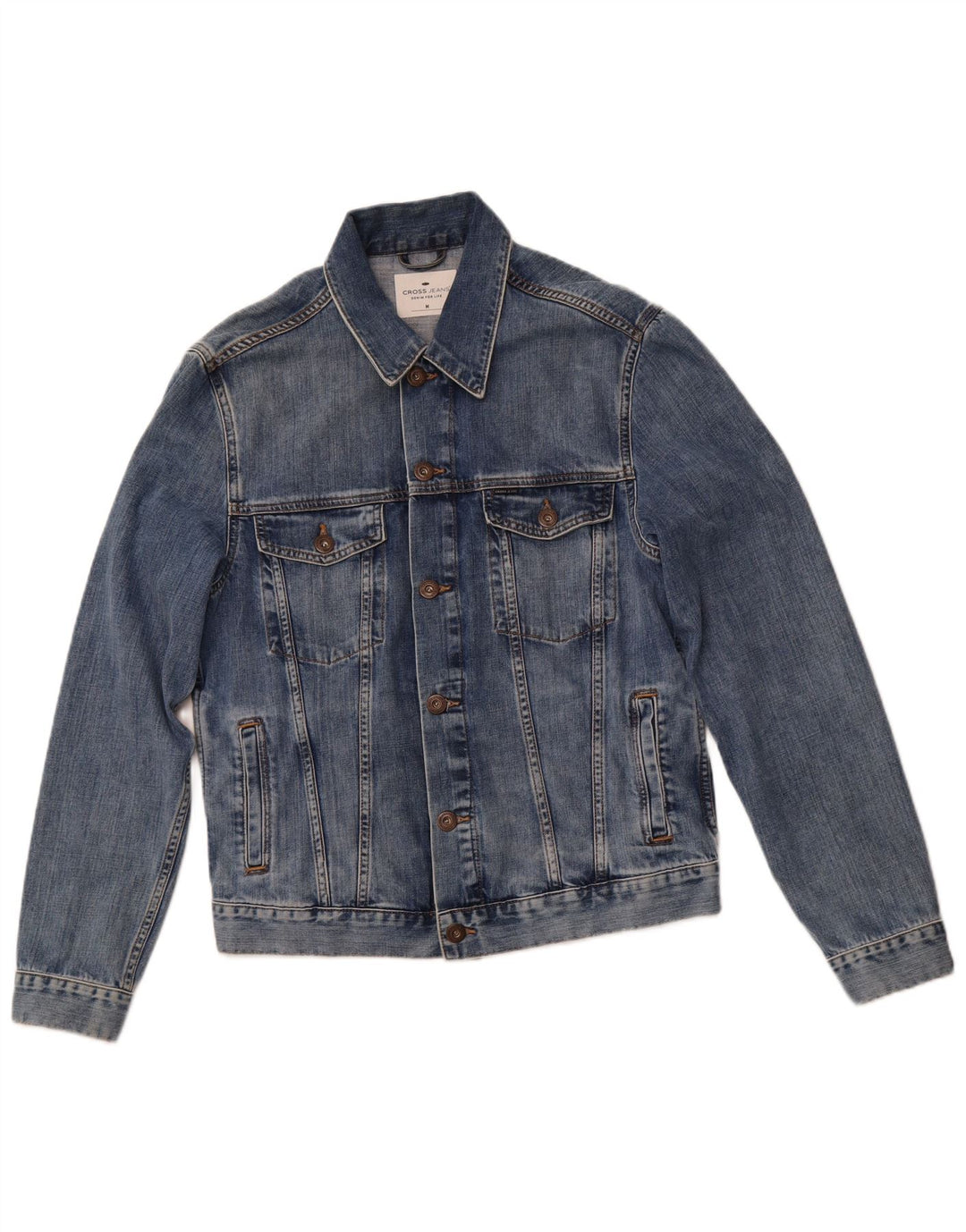 CROSS JEANS Veste en Jean Homme UK 38 Bleu Moyen Coton