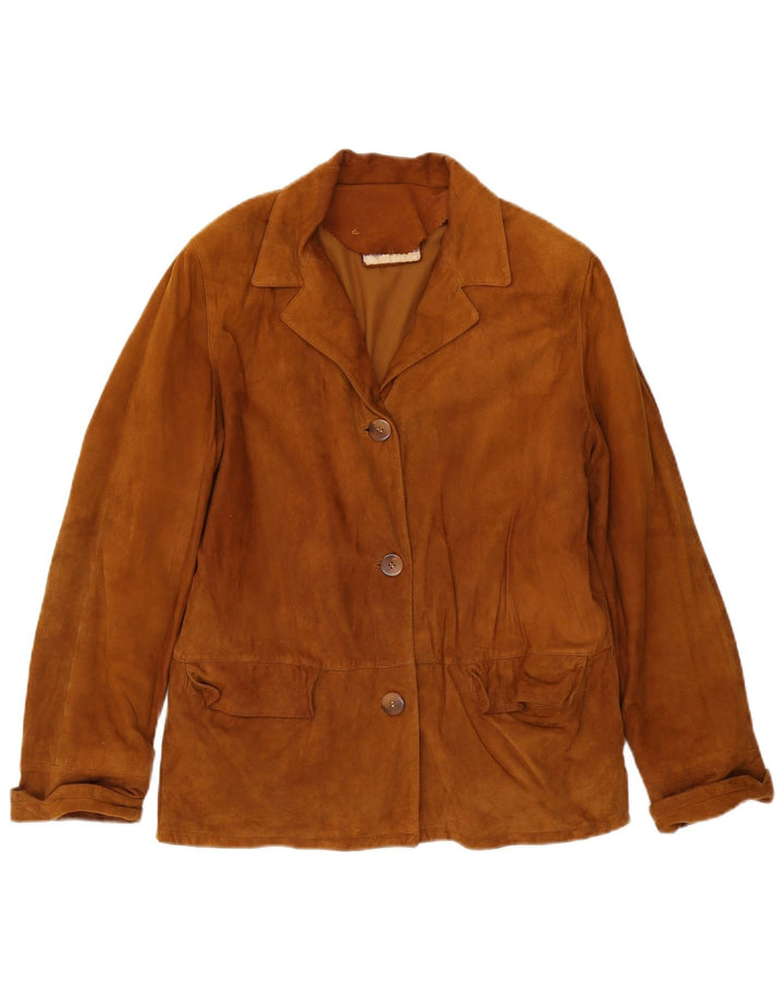 L.Lambertazzi Veste blazer en daim à 3 boutons pour femme IT 44 Marron moyen