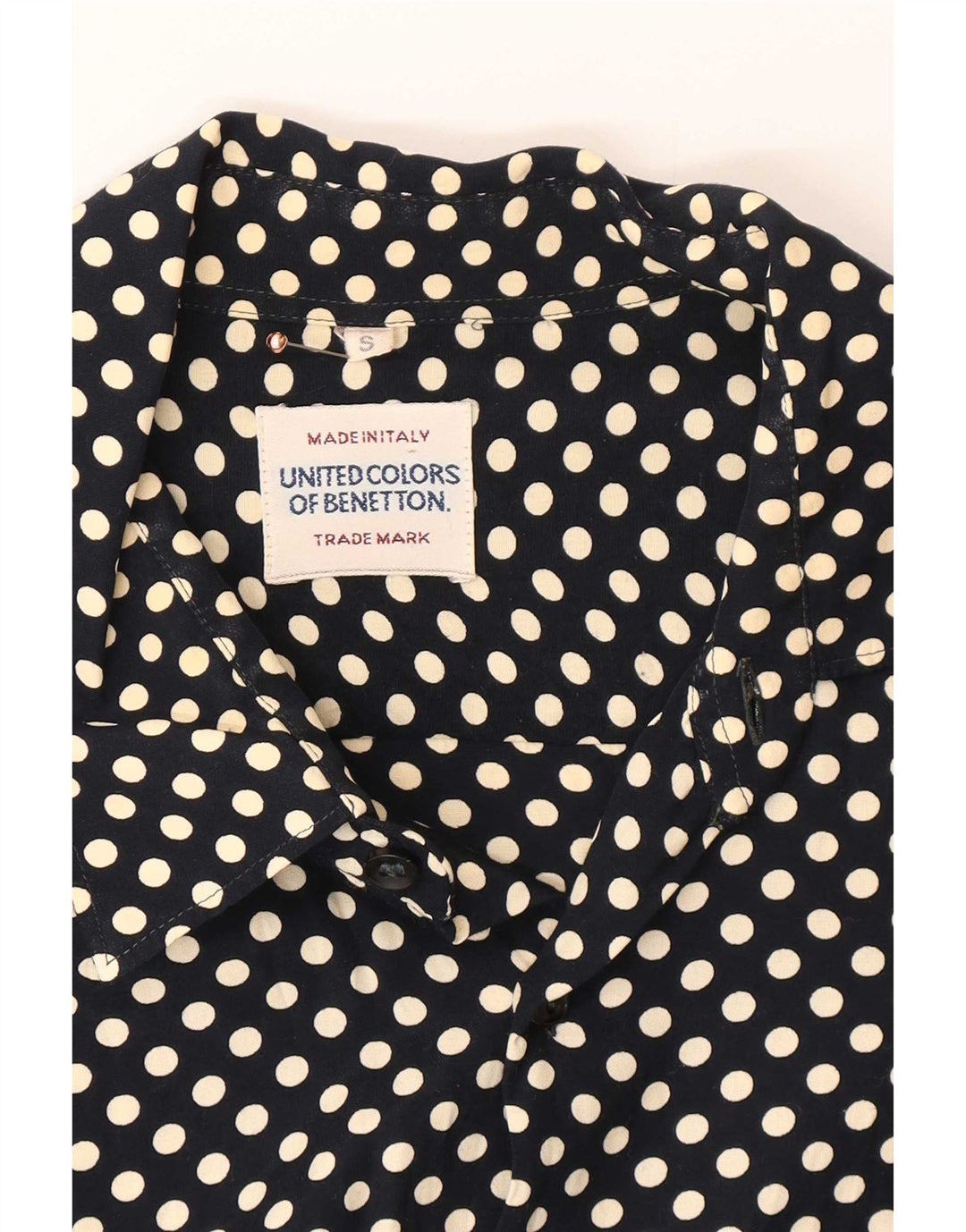 Benetton Chemise Homme Petit Bleu Marine À Pois