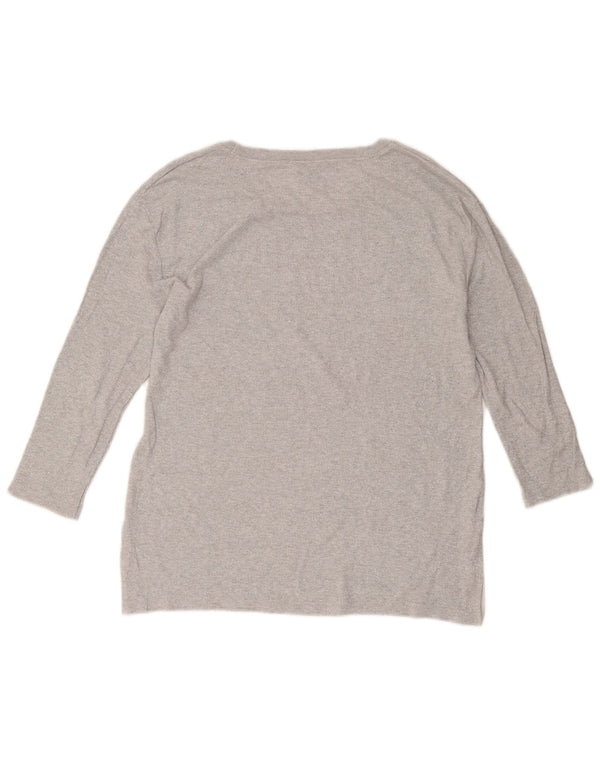 Massimo Dutti Haut Femme Manches 3/4 UK 16 Large Gris