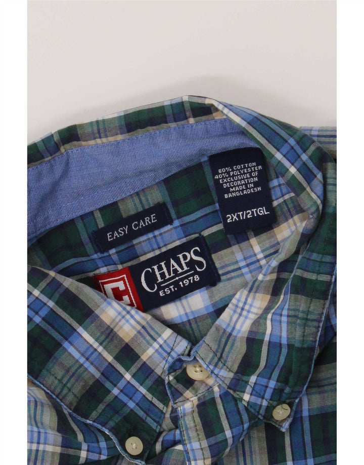 Chaps Chemise homme facile d'entretien 2XL en coton à carreaux bleu