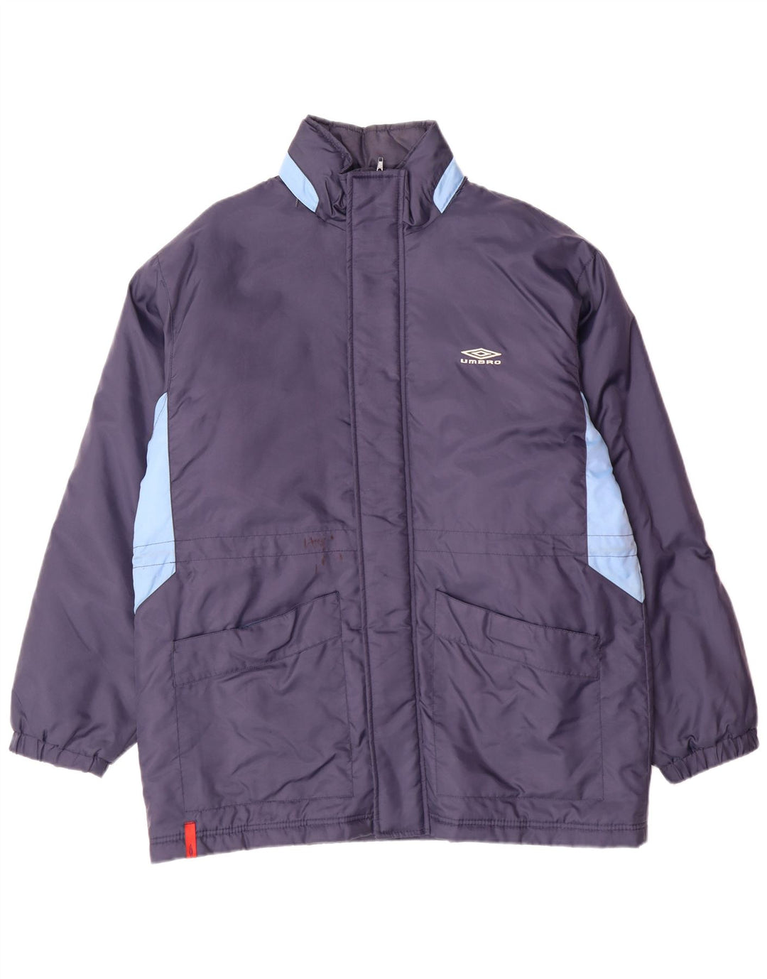 UMBRO Manteau rembourré à capuche pour homme UK 38 Bleu marine moyen Nylon colour block