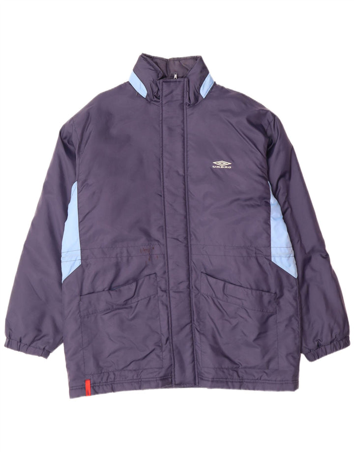 UMBRO Manteau rembourré à capuche pour homme UK 38 Bleu marine moyen Nylon colour block