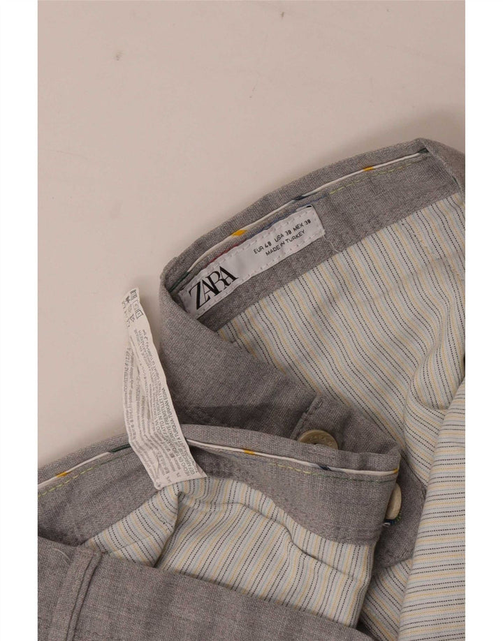 Zara Pantalon Chino Slim Homme EU 48 XL W38 L29 Gris Polyester