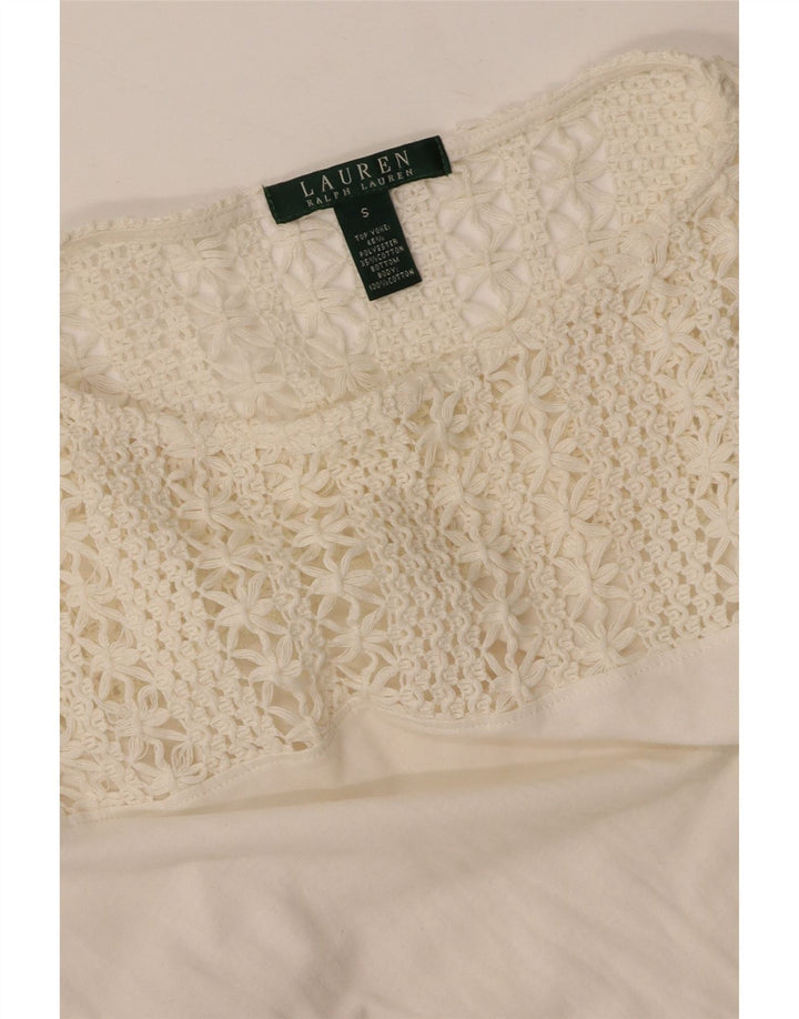 RALPH LAUREN Chemisier Femme Top UK 10 Petit Coton Blanc