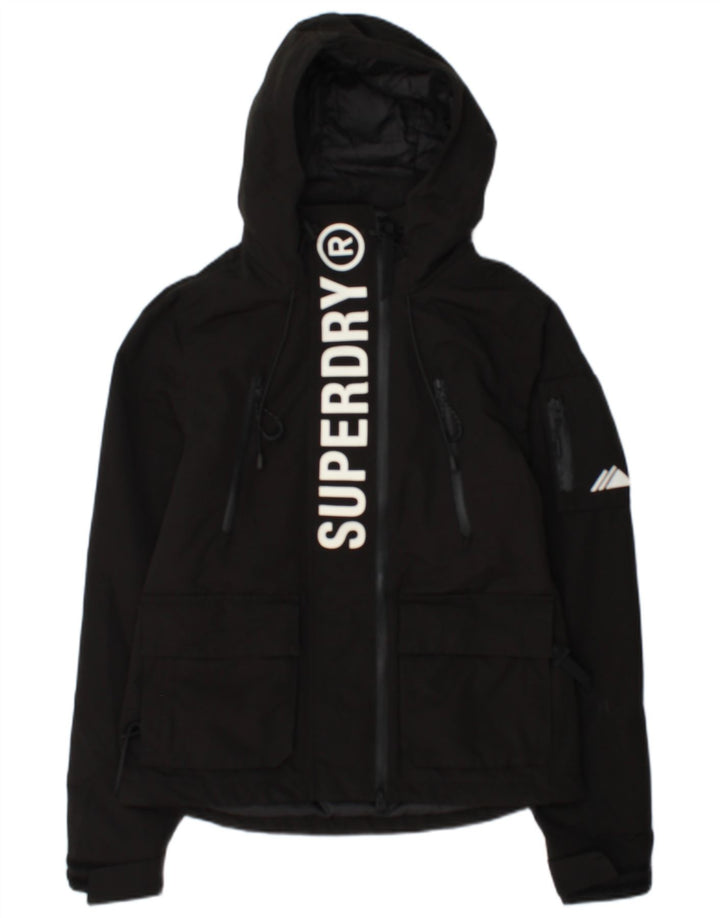 Superdry Veste coupe-vent à capuche pour femme UK 10 Small Noir Polyester