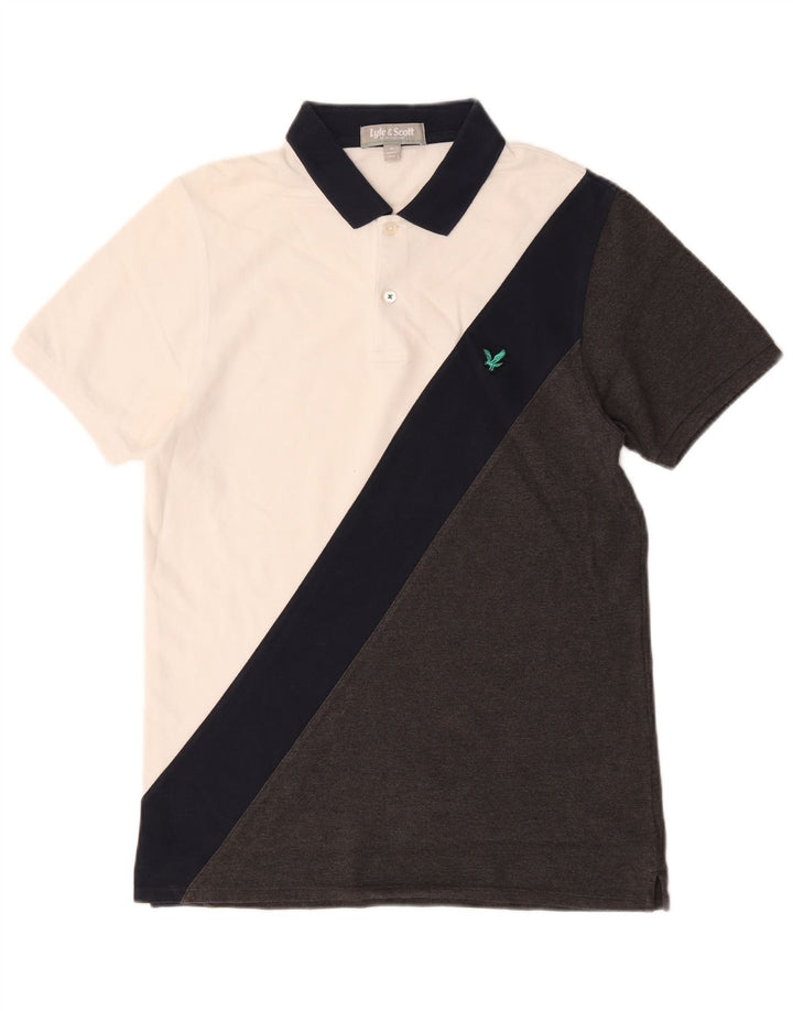 Lyle & Scott Polo Homme Blanc Moyen Coton Colorblock