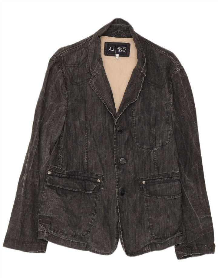 Armani Jeans Veste Blazer 3 Boutons Denim Homme IT 50 Lin Gris Moyen