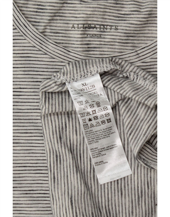 All Saints T-Shirt Homme Top XL Gris Rayé Coton