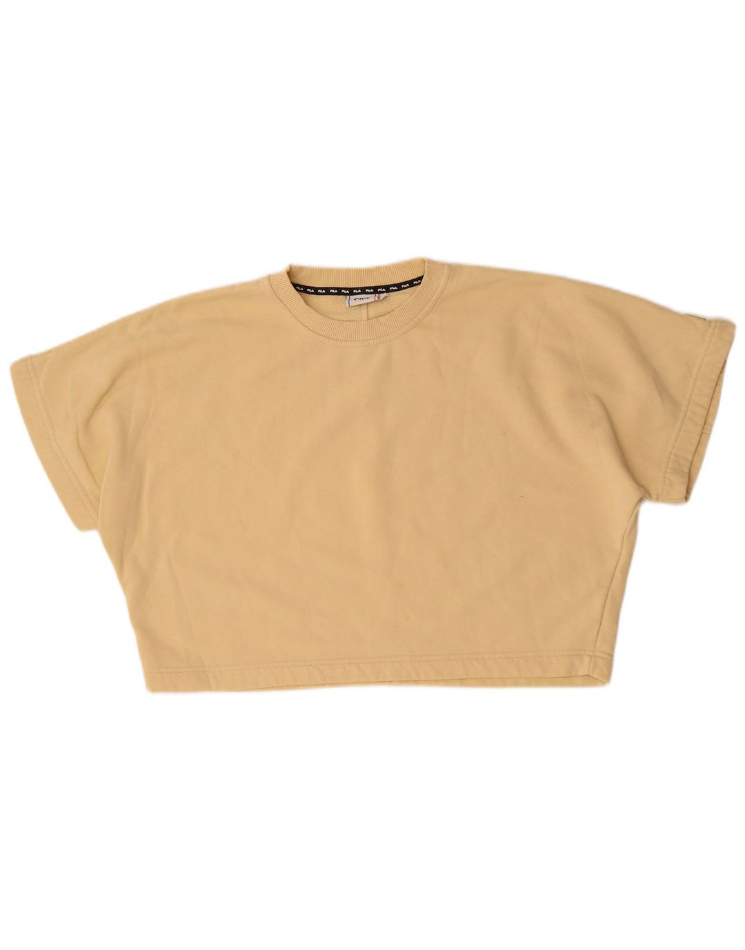 Fila Femme Crop Oversize T-Shirt Top UK 14 Coton Beige Moyen