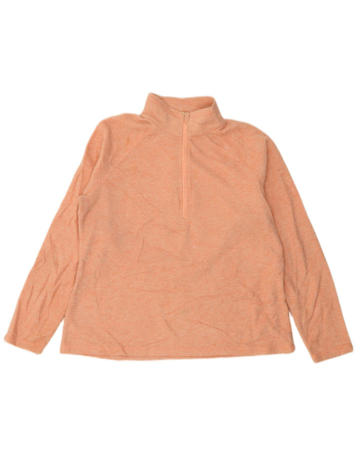 EDDIE BAUER Pull polaire à col zippé pour femme UK 18 XL Orange moucheté
