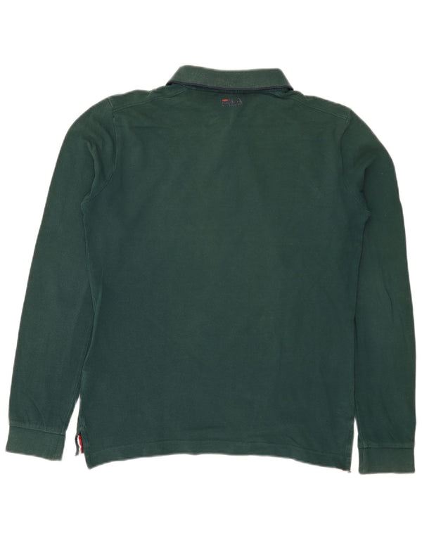 Fila Polo de rugby à manches longues pour homme en coton vert petit