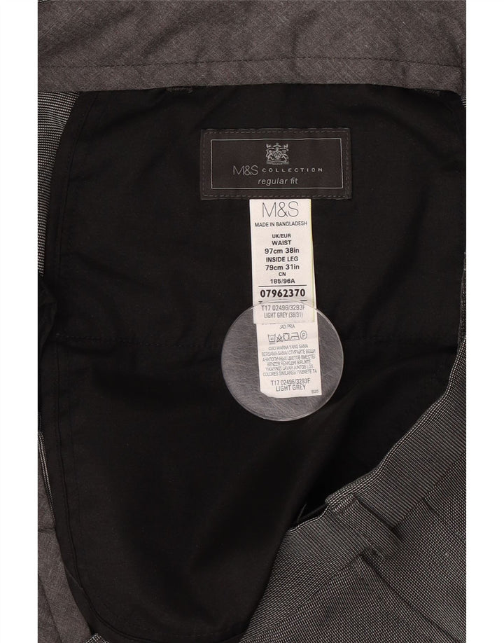 Marks & Spencer Pantalon de costume coupe classique pour homme W38 L31 Gris Polyester