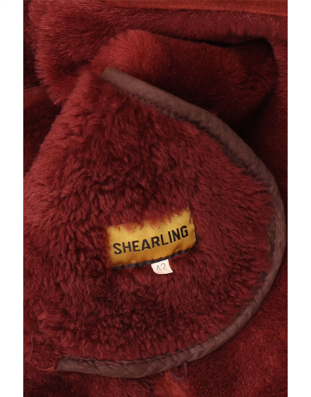 veste en peau de mouton femme vintage IT 42 Shearling bordeaux moyen