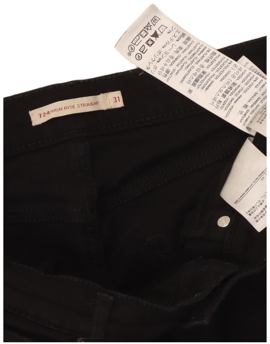 LEVI'S Jean droit taille haute 724 femme W31 L31 coton noir