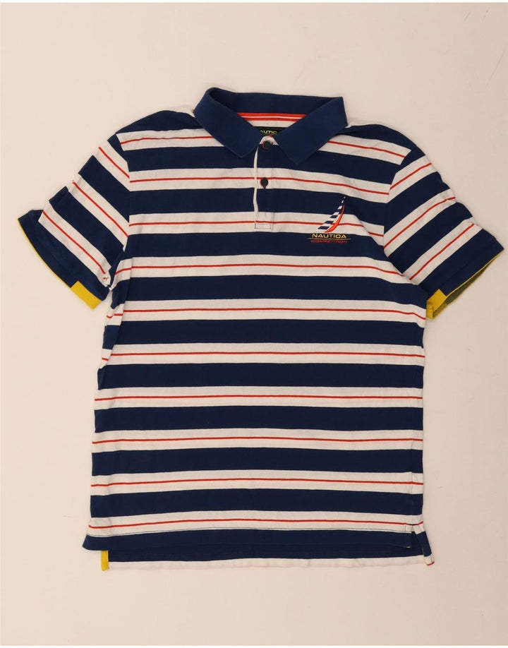 NAUTICA Polo Homme Coton Rayé Bleu Marine Moyen