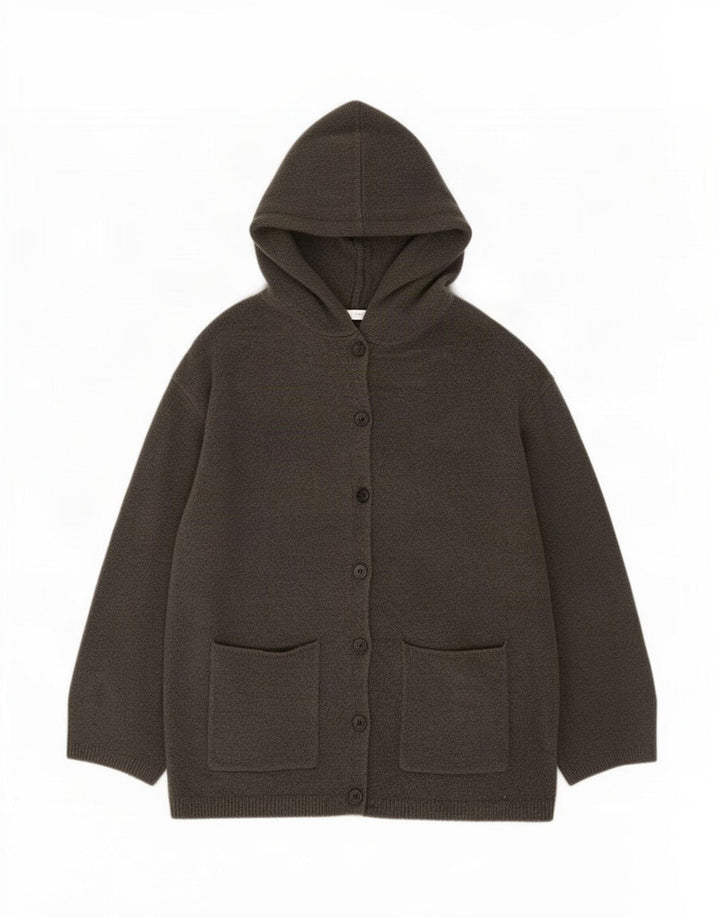 Zara Cardigan surdimensionné à capuche pour femme UK 10 Petit Gris
