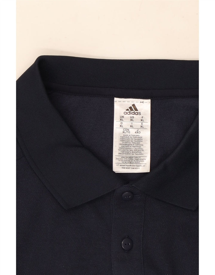 ADIDAS Polo Homme XL Bleu Marine Rayé Coton