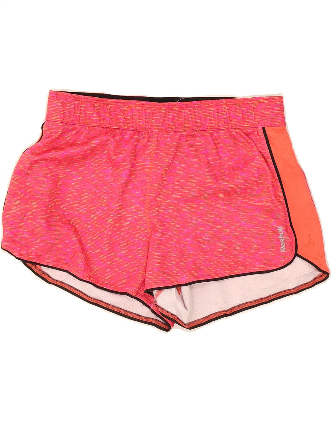 REEBOK Womens Sport Shorts UK 14 Medium  Pink Colourblock Polyester Vintage Reebok and Second-Hand Reebok from Messina Hembry 