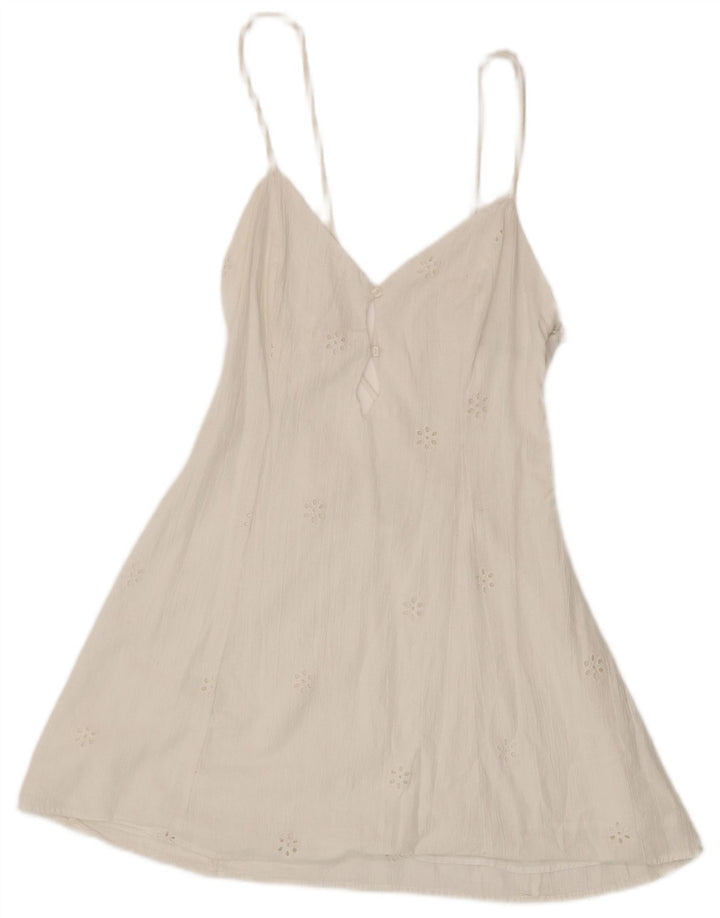 ZARA Robe d'été pour femme UK 12 en coton floral blanc moyen
