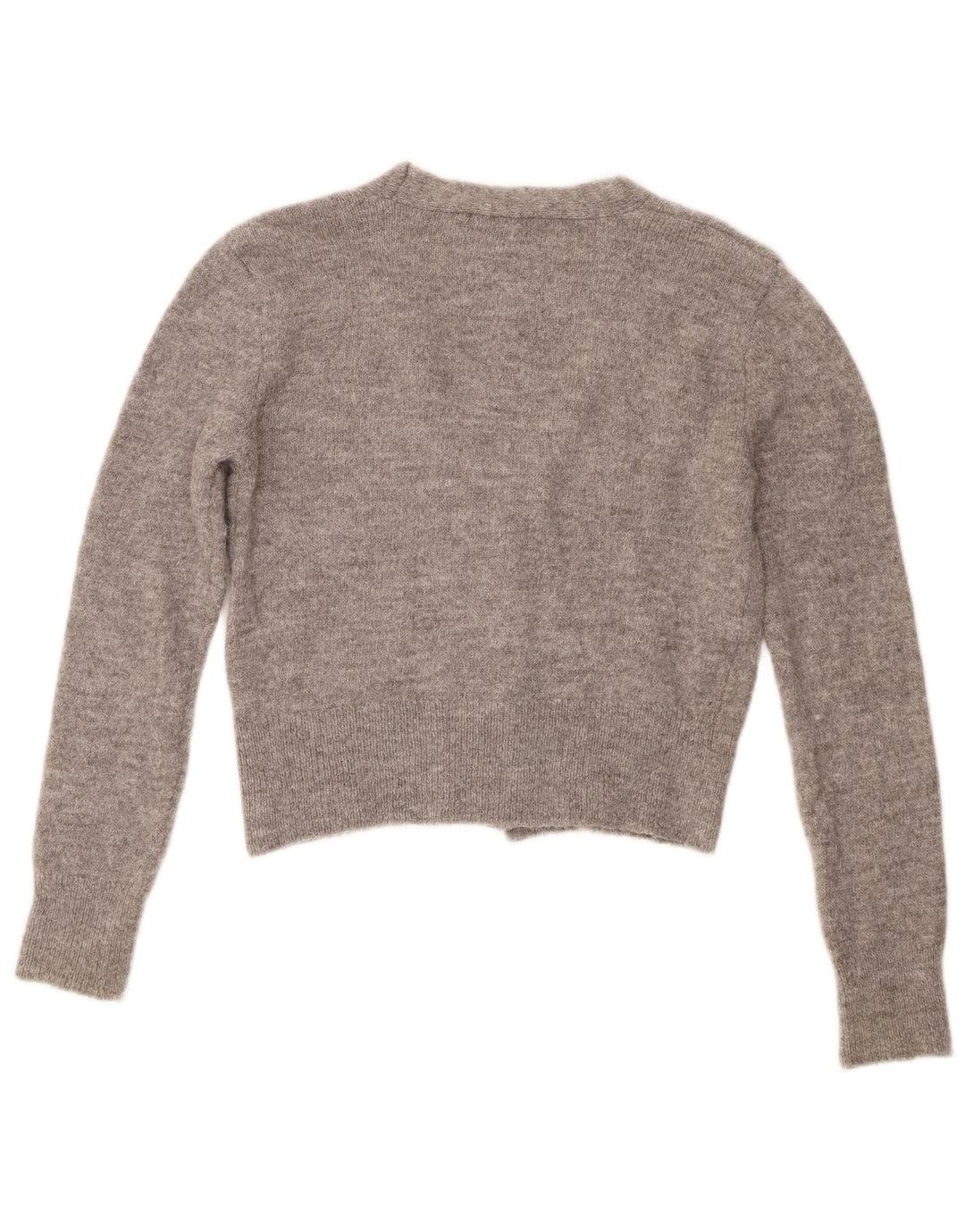 Zara Womens Crop Cardigan Pull UK 14 Gris Moyen