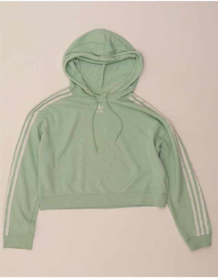 ADIDAS Pull à capuche court surdimensionné pour femme UK 8 Petit coton vert