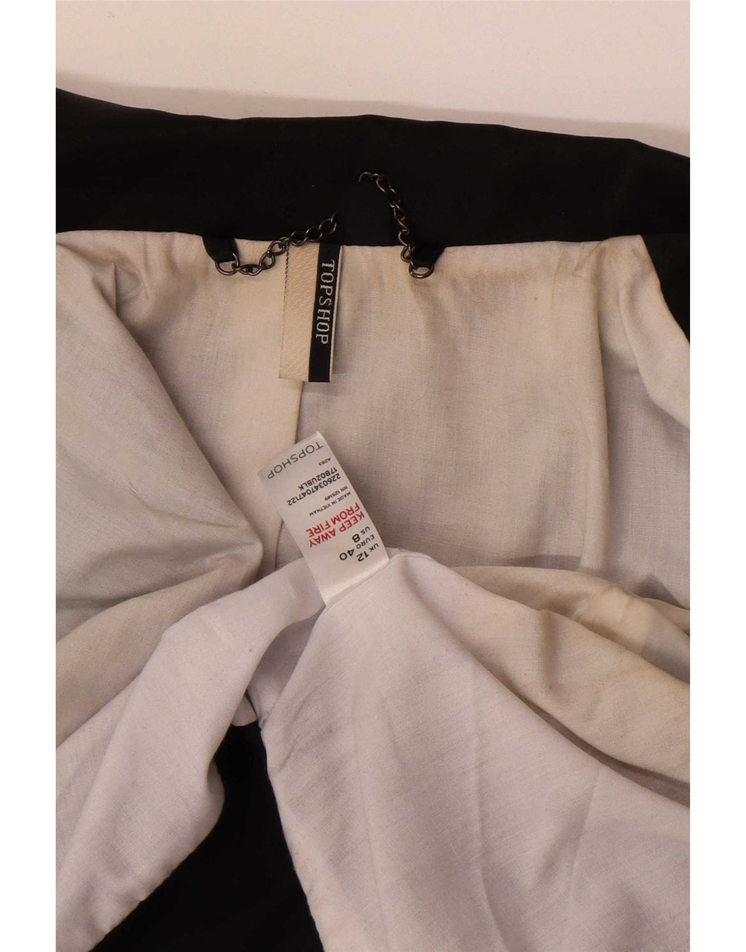 Topshop Veste blazer à manches 3/4 pour femme UK 12 Noir moyen